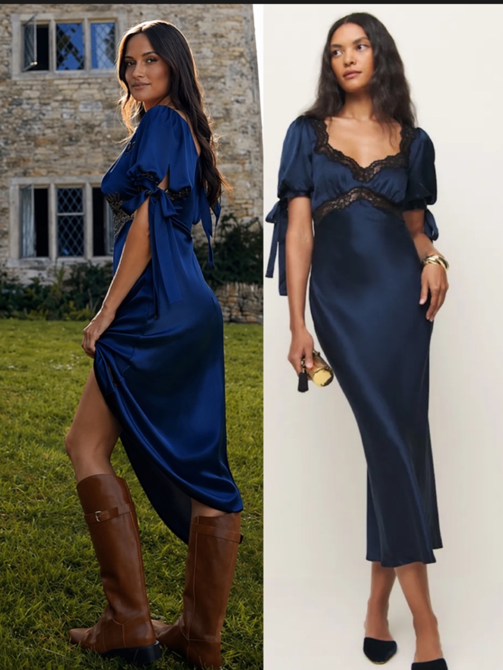 Reformation X Kacey Musgraves Stella Silk Sweetheart Neck Lace Midi Dress 2